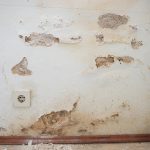 Revoco que se desprende por la humedad en la parte baja de una pared